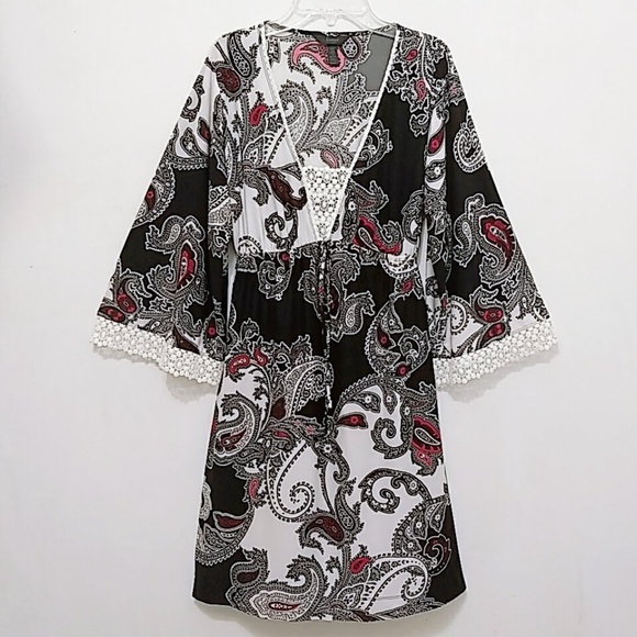 Soma Dresses & Skirts - Soma Intimates Paisley Boho Dress Lace Trim
